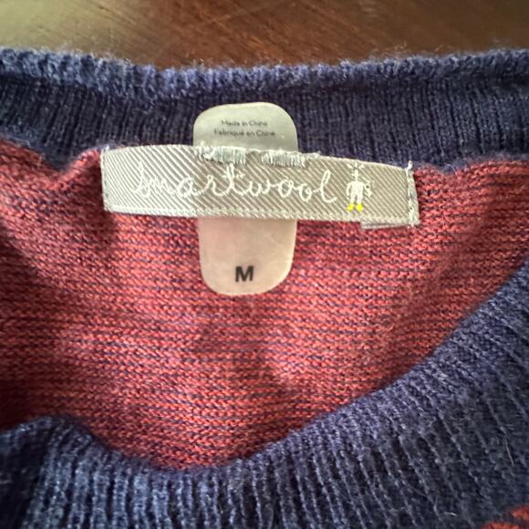 Smartwool Sweater Dress Womens Red Maroon Striped Long Sleeve Wool Blend Medium - Picture 5 of 8